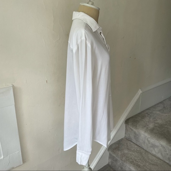 Anthropologie Cloth & Tone Lace Up Tencel Blouse - Picture 7 of 12